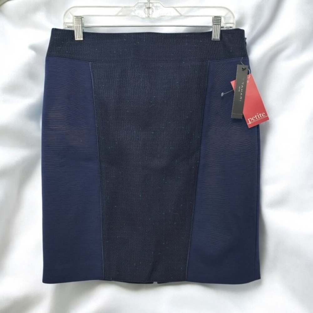 Tahari Petite‎ Aurelia Skirt Navy Blue Career Pencil Skirt Woman Size 12P NWT